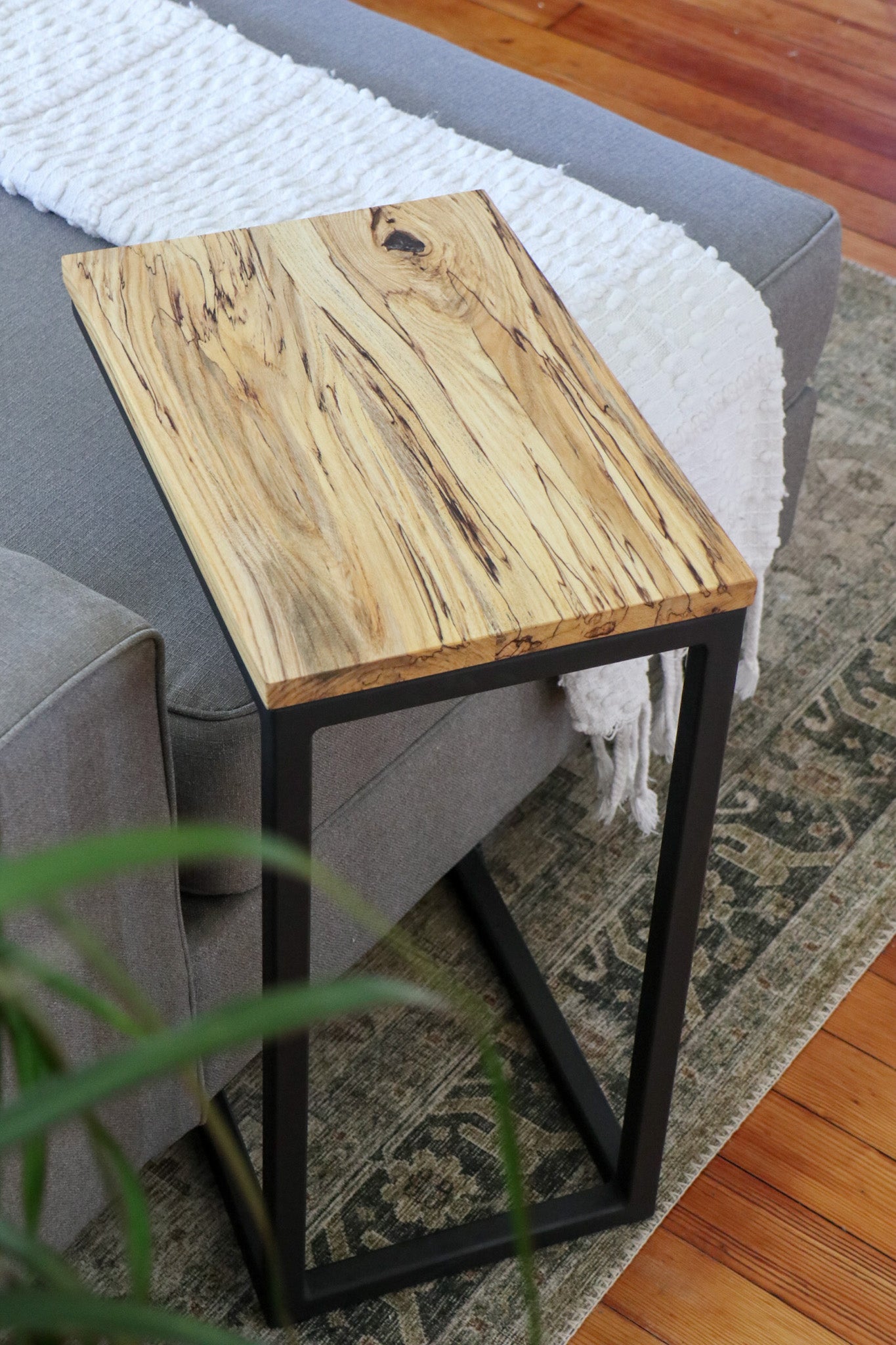 Solid Spalted Hackberry Maple Wood Laptop C Table - Hazel Oak Farms