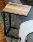 Hickory Wood and Metal Industrial Side C Table - Hazel Oak Farms Handmade Furniture in Iowa, USA