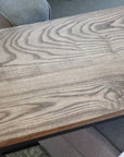 Solid Ash Wood & Black Metal C Table with Black Stain - Hazel Oak Farms