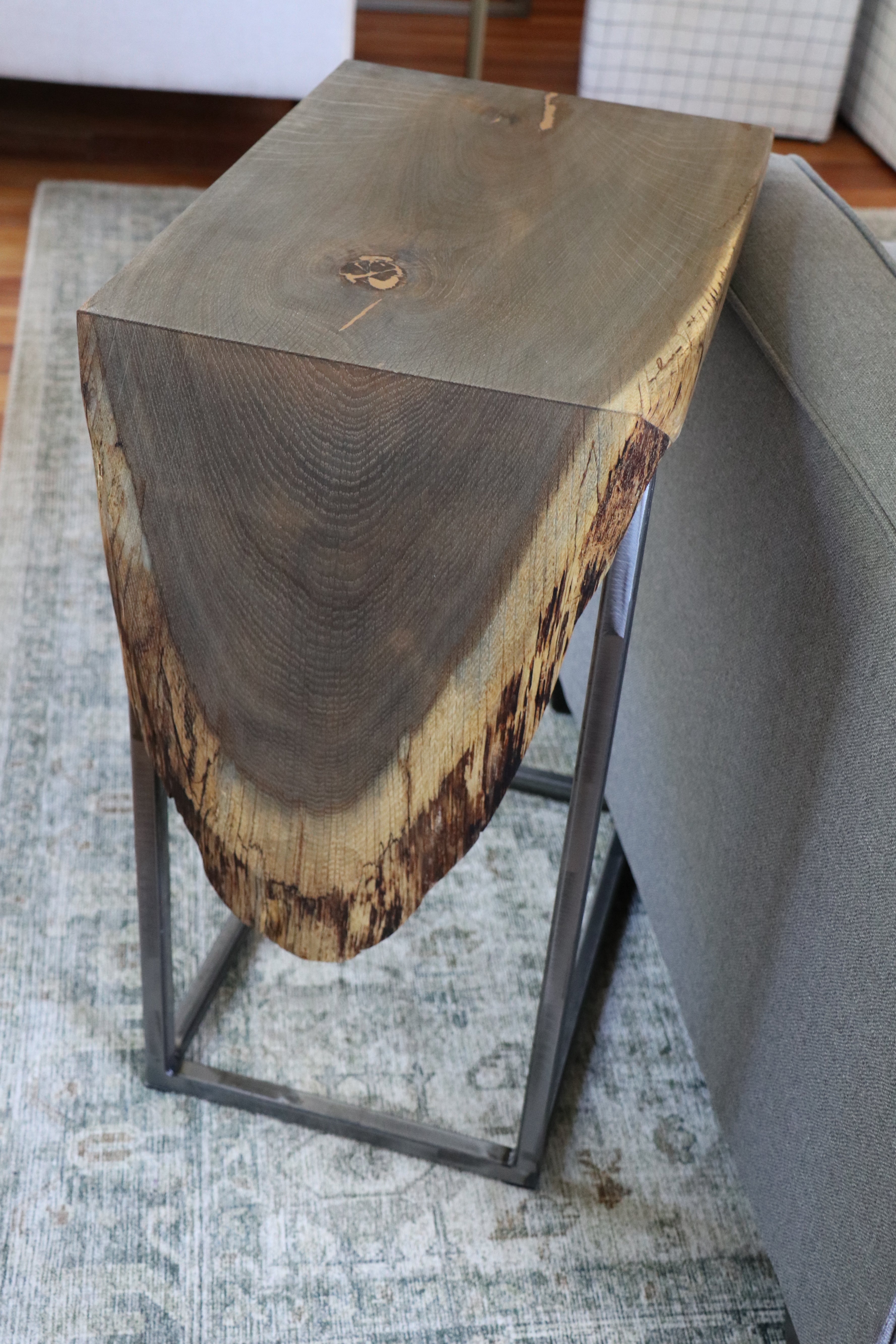 Live Edge Aged Quartersawn White Oak Waterfall C Table - Hazel Oak Farms