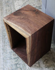 Complete Walnut Waterfall Cube Rectangle Side Table, Cuboid End Table - Hazel Oak Farms Handmade Furniture in Iowa, USA