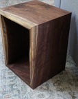 Complete Walnut Waterfall Cube Rectangle Side Table, Cuboid End Table - Hazel Oak Farms Handmade Furniture in Iowa, USA