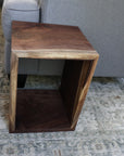 Complete Walnut Waterfall Cube Rectangle Side Table, Cuboid End Table - Hazel Oak Farms Handmade Furniture in Iowa, USA