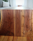 Solid Walnut Wood Double Waterfall Ottoman Coffee Table - Hazel Oak Farms