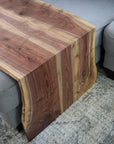 Solid Walnut Wood Double Waterfall Ottoman Coffee Table - Hazel Oak Farms