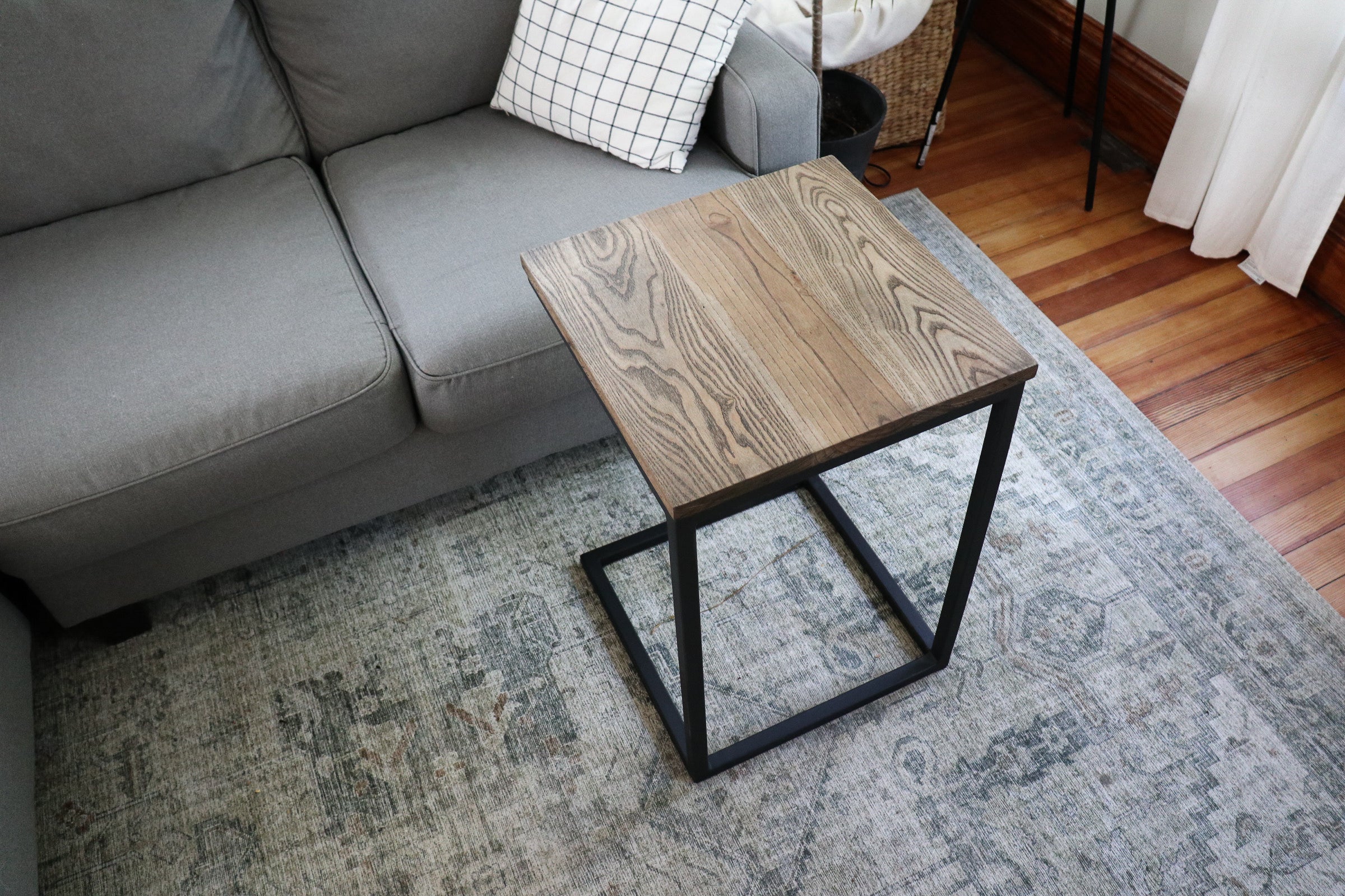 Square Black Stained Ash Square C Table (in stock) - Hazel Oak Farms