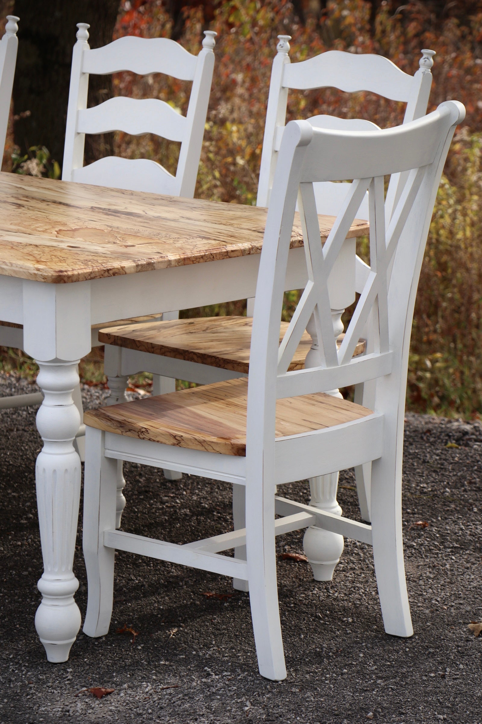 White Spalted Maple Dining Table Set - Hazel Oak Farms