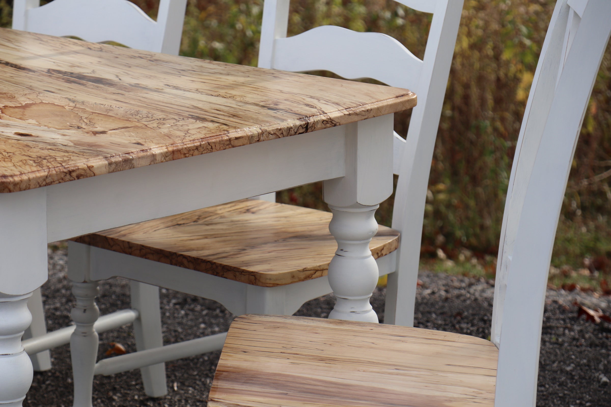 White Spalted Maple Dining Table Set - Hazel Oak Farms