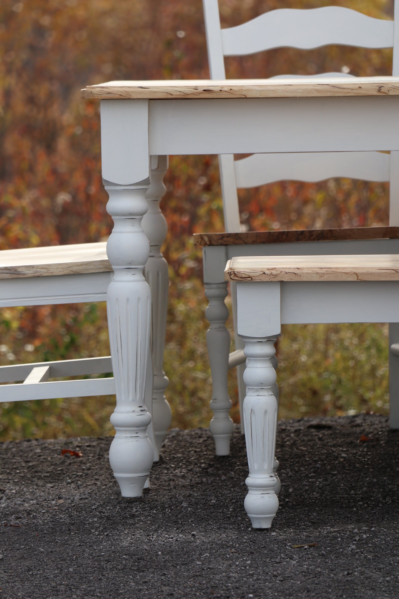 White Spalted Maple Dining Table Set - Hazel Oak Farms