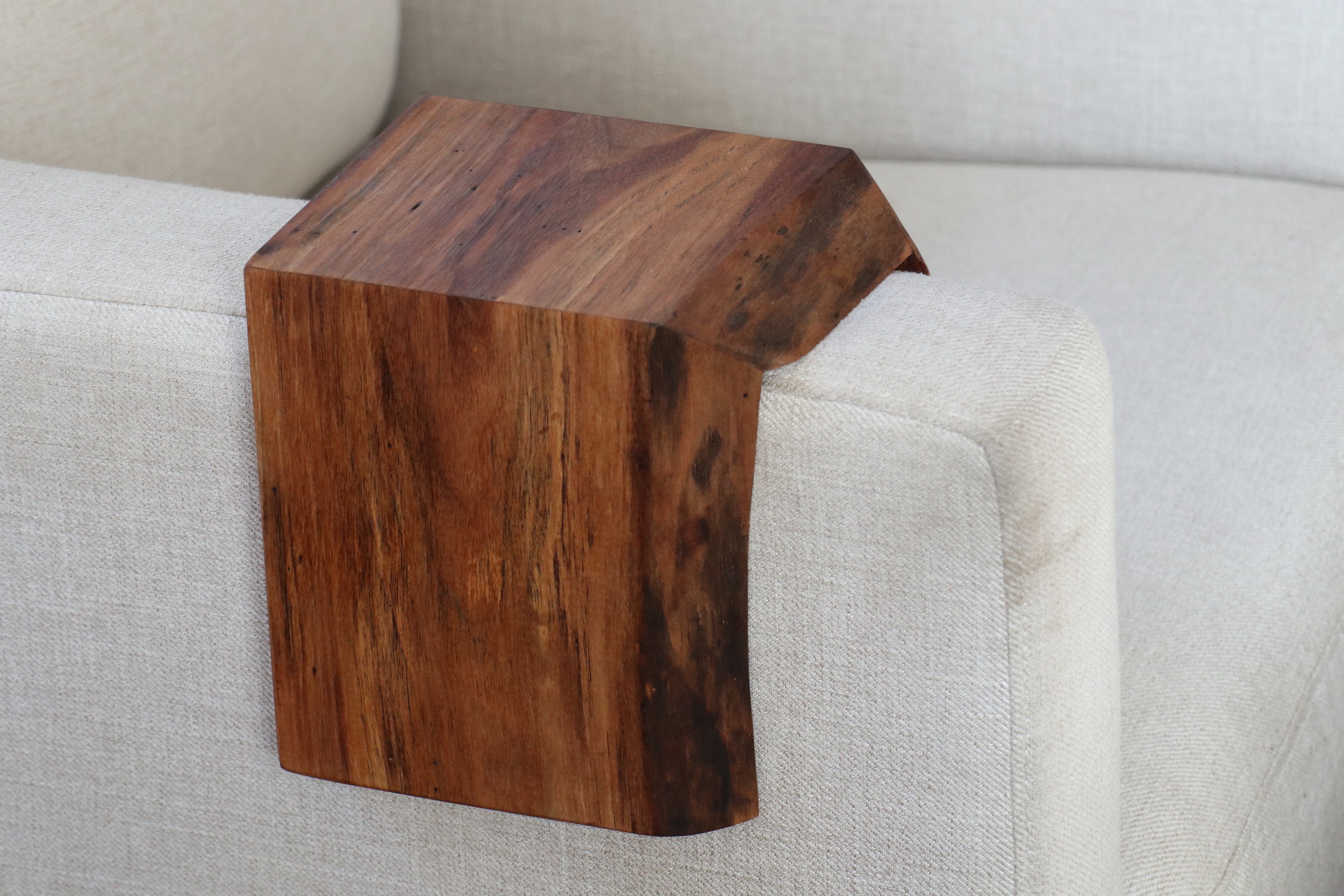 Live Edge 4.25&quot; Walnut Wood Armrest Table (in stock) - Hazel Oak Farms