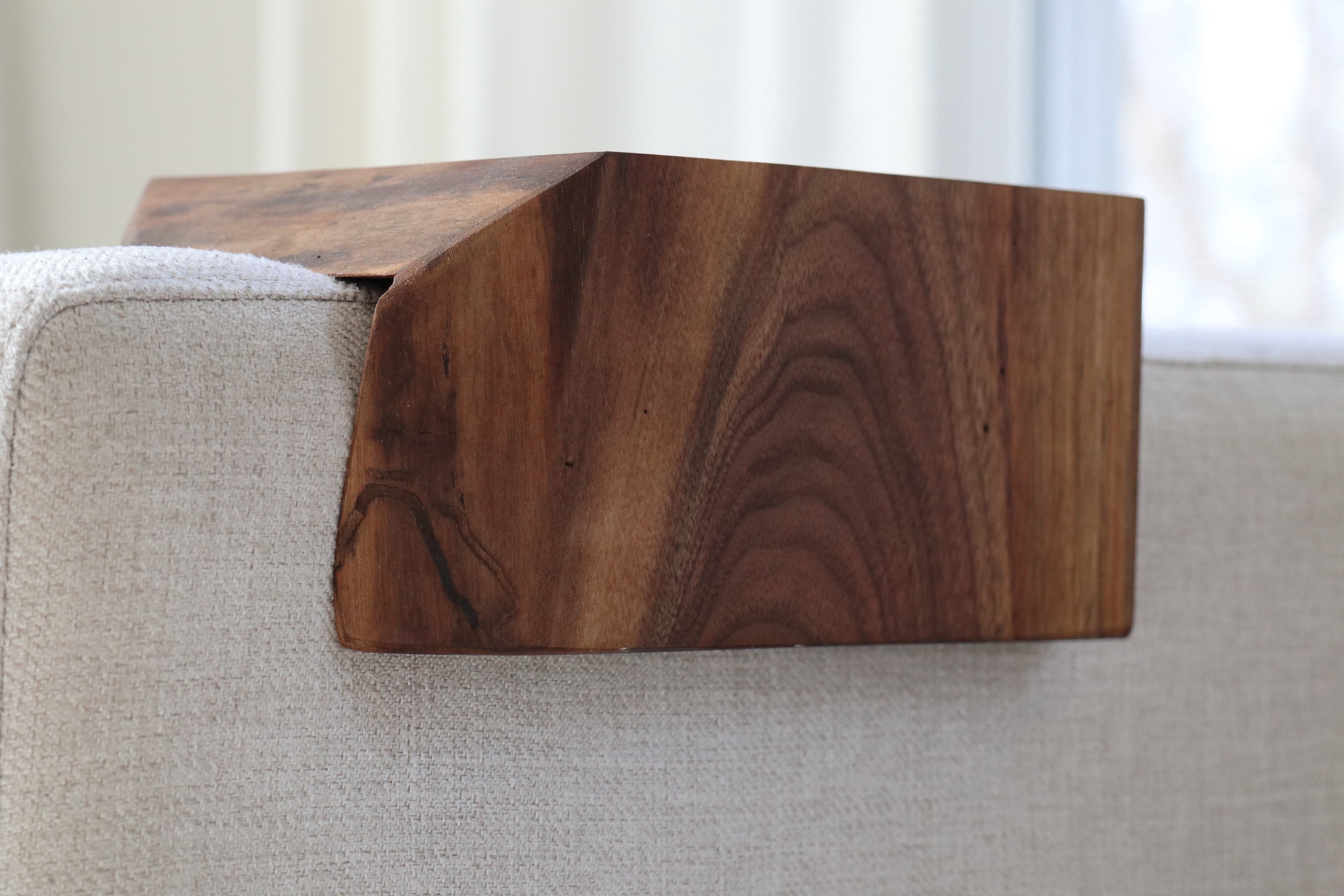 Live Edge 4.25" Walnut Wood Armrest Table (in stock) - Hazel Oak Farms