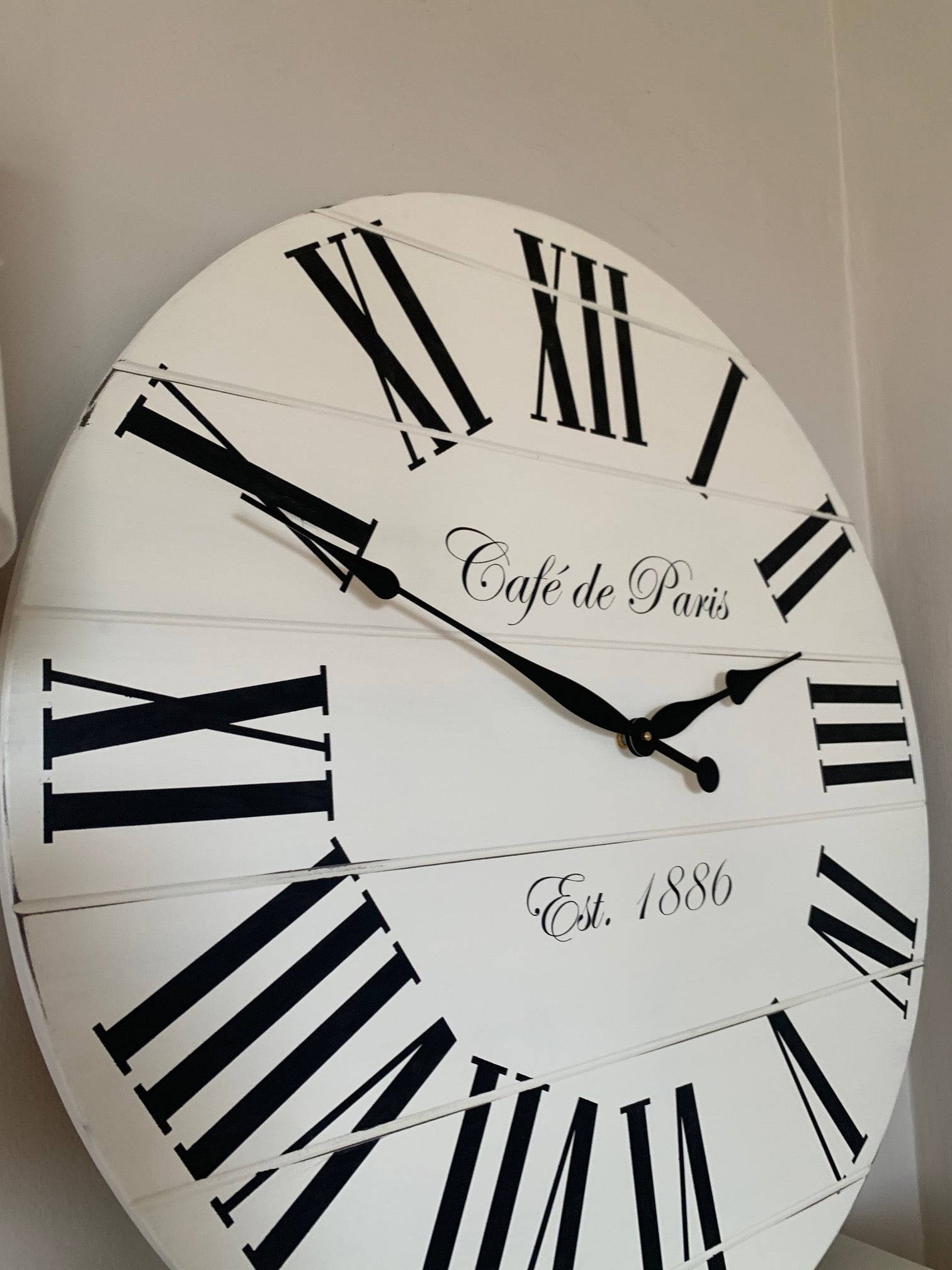 Cafe de Paris White Farmhouse Clock - Hazel Oak Farms