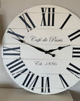Cafe de Paris White Farmhouse Clock - Hazel Oak Farms