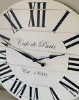 Cafe de Paris White Farmhouse Clock - Hazel Oak Farms