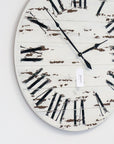 42" Farmhouse Style Large White Distressed Wall Clock with Black Roman Numerals (in stock) - Hazel Oak Farms