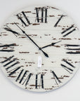 42" Farmhouse Style Large White Distressed Wall Clock with Black Roman Numerals (in stock) - Hazel Oak Farms