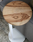 Medium Ash with Walnut Stain Round Industrial Side Table - Hazel Oak Farms
