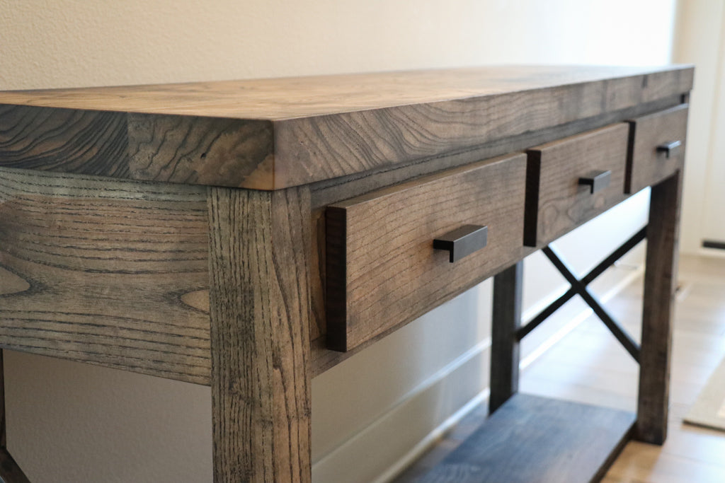 Farmhouse Modern Style Maple Console Entry Table - Hazel Oak Farms