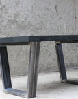 Modern Black Quartersawn White Oak and Steel Coffee Table