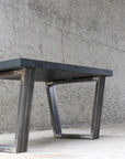 Modern Black Quartersawn White Oak and Steel Coffee Table