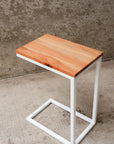 Quartersawn Sycamore Industrial Side C Table with White Base