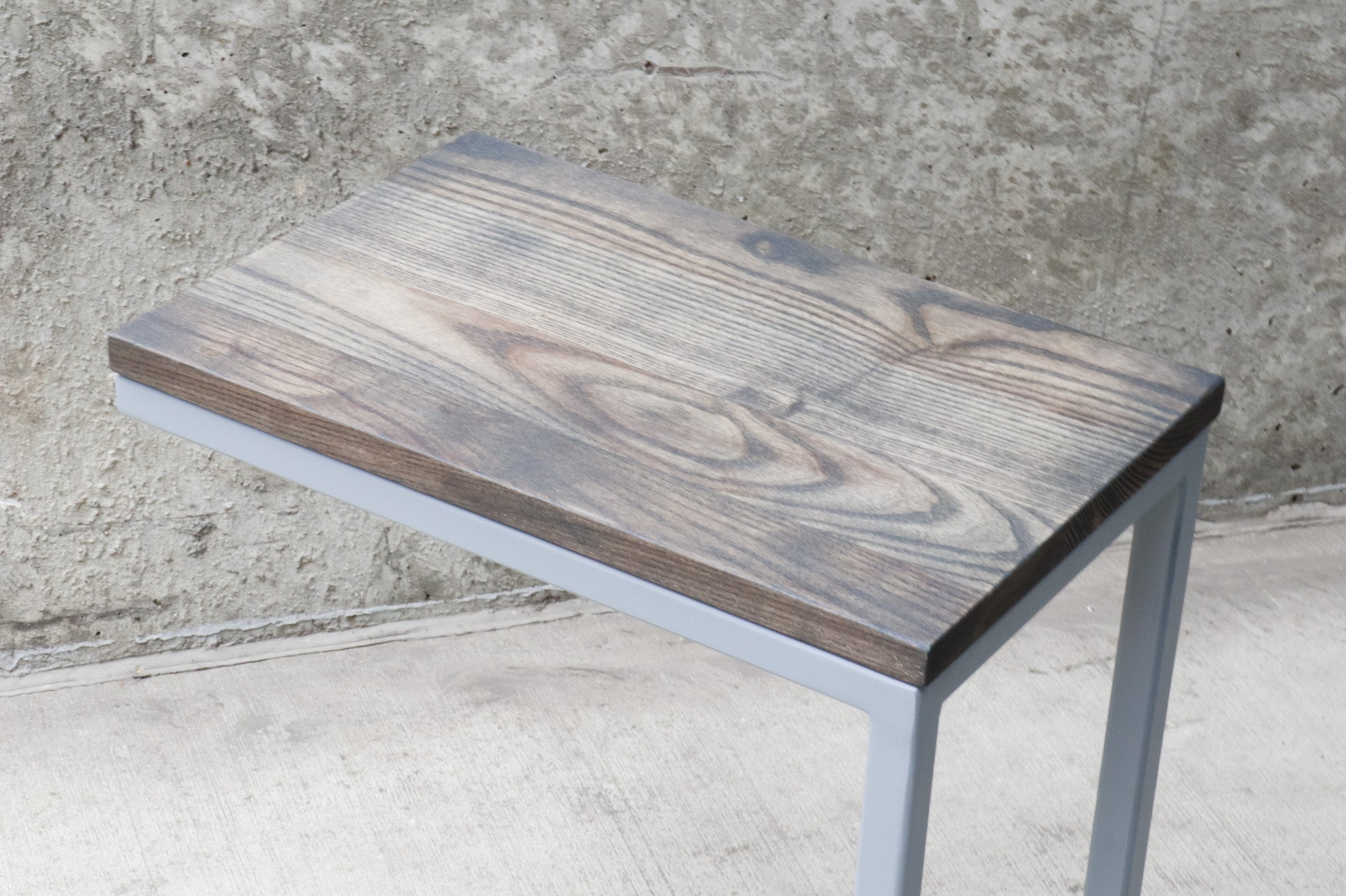 Charcoal Stained Ash Laptop C Table with Grey Base