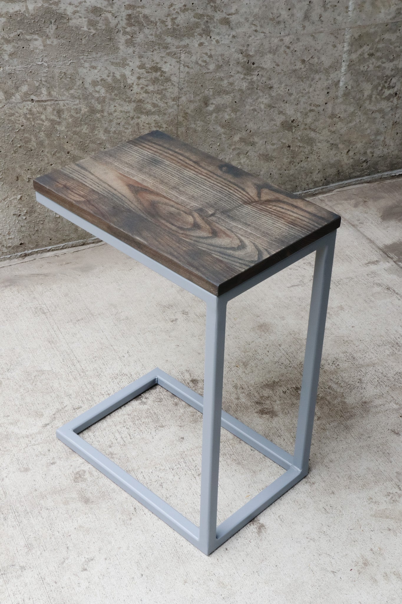 Charcoal Stained Ash Laptop C Table with Grey Base