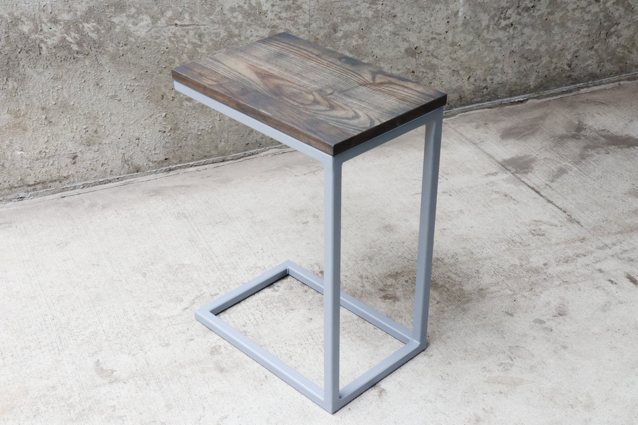 Charcoal Stained Ash Laptop C Table with Grey Base