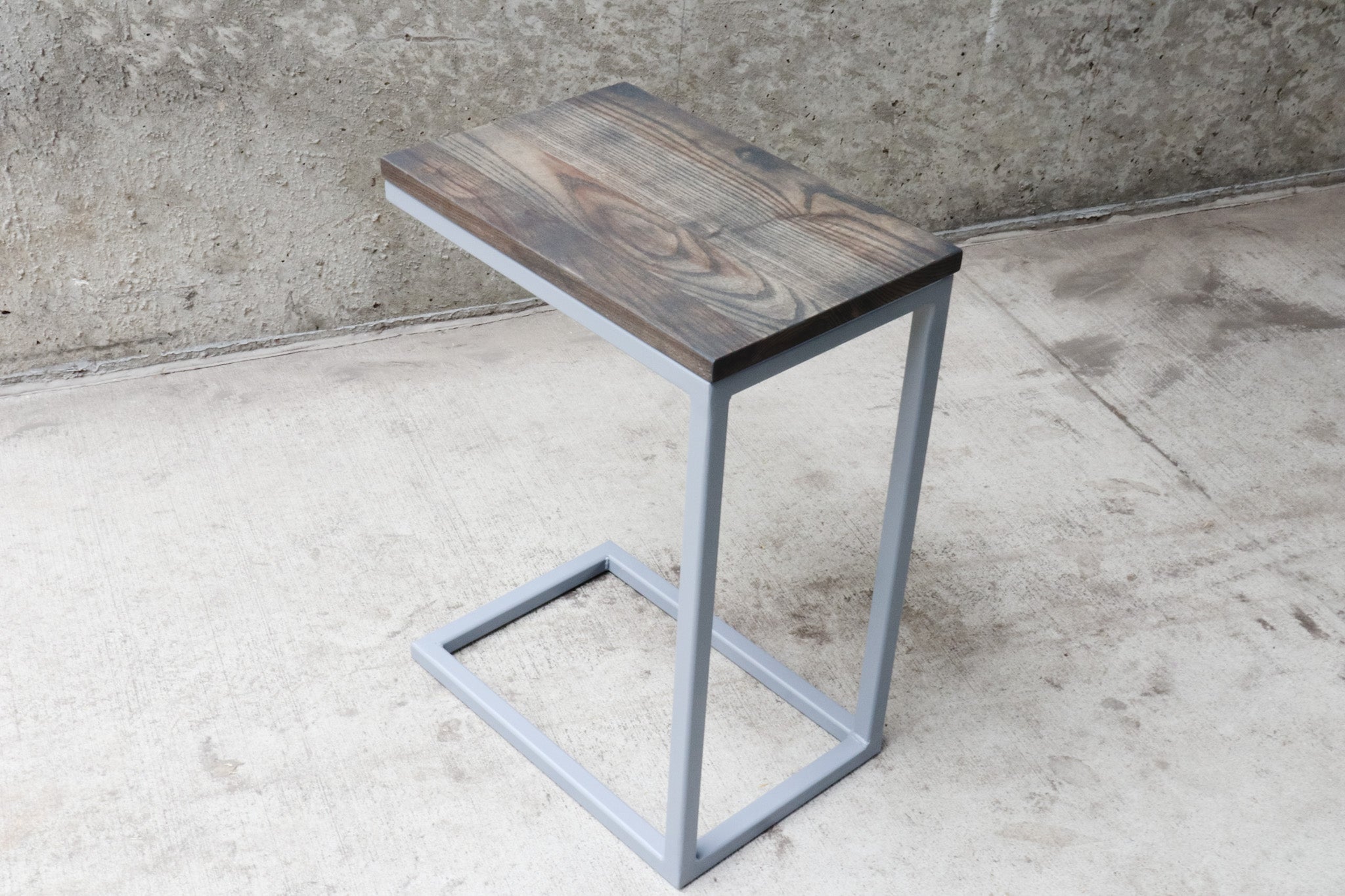 Charcoal Stained Ash Laptop C Table with Grey Base