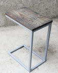 Charcoal Stained Ash Laptop C Table with Grey Base