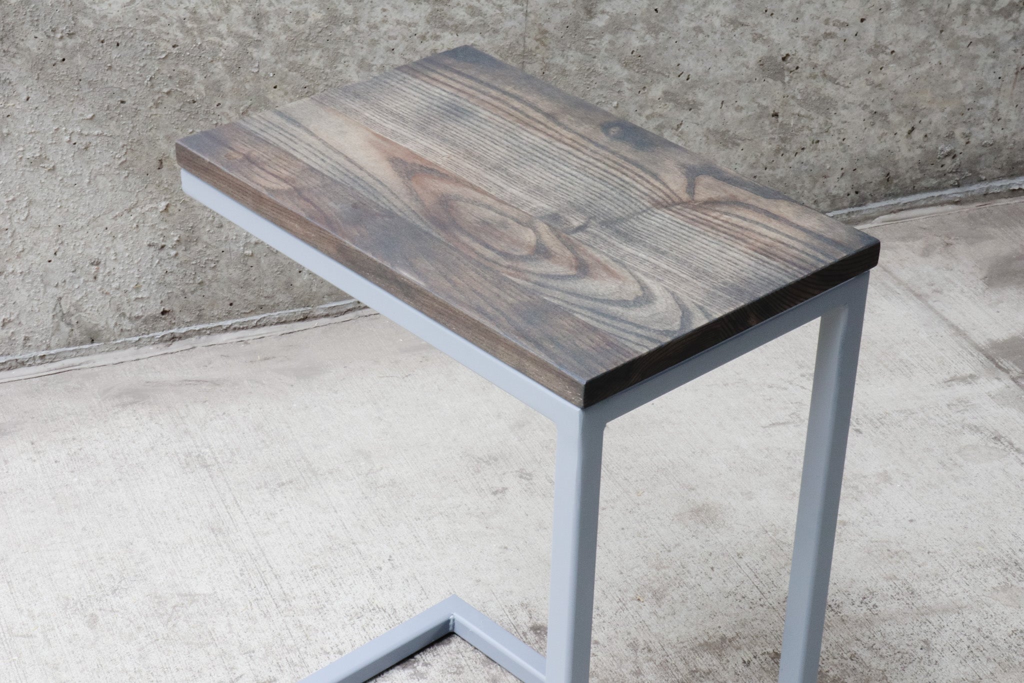 Charcoal Stained Ash Laptop C Table with Grey Base