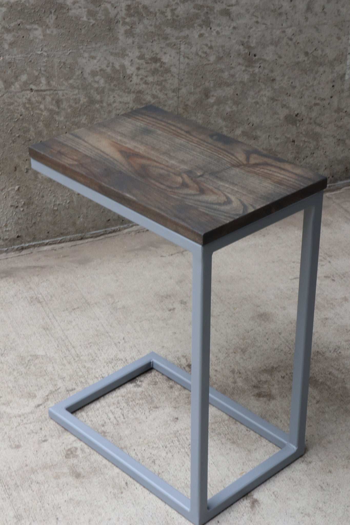 Charcoal Stained Ash Laptop C Table with Grey Base