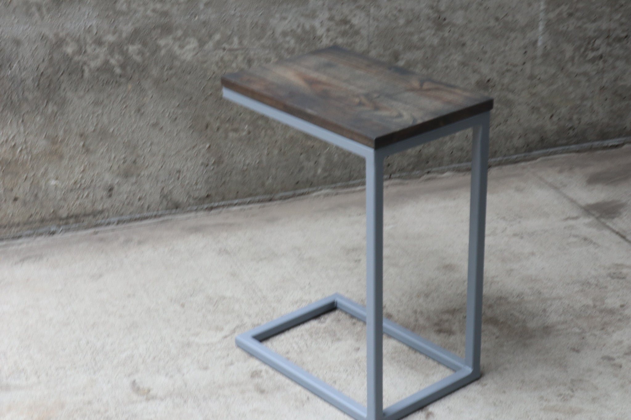 Charcoal Stained Ash Laptop C Table with Grey Base