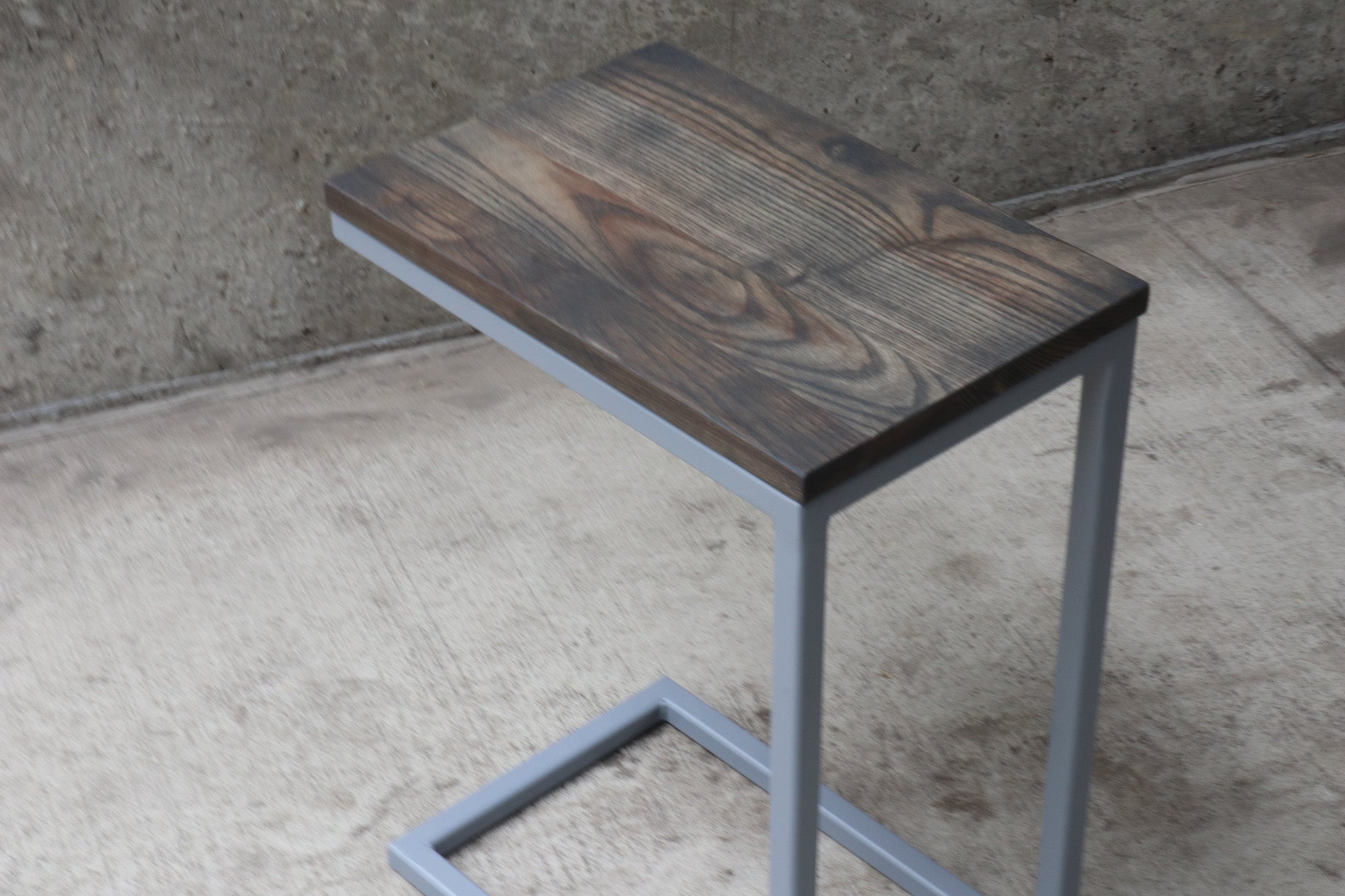 Charcoal Stained Ash Laptop C Table with Grey Base