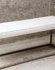 Tufted Upholstery Bench with Gold Metal