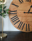 26" Solid Cherry Hardwood Wall Clock with Black Roman Numerals (in stock)