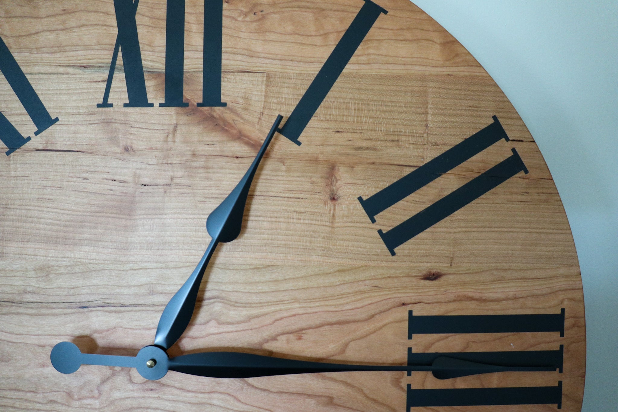 26&quot; Solid Cherry Hardwood Wall Clock with Black Roman Numerals (in stock)