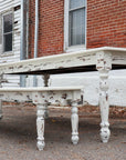 White Farmhouse Dining Table & Bench with Distressed Legs