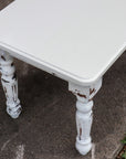 White Farmhouse Dining Table & Bench with Distressed Legs