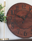 Solid Wood Walnut Wall Clock with Black Numbers