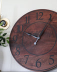 Solid Wood Walnut Wall Clock with Black Numbers