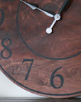 Solid Wood Walnut Wall Clock with Black Numbers