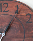 Solid Wood Walnut Wall Clock with Black Numbers