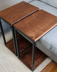 Clear Walnut Modern C Side Table - Hazel Oak Farms Handmade Furniture in Iowa, USA