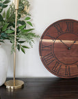 Solid Walnut Wall Clock - Black Lines and Roman Numerals