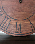 Solid Walnut Wall Clock - Black Lines and Roman Numerals