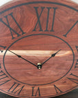 Solid Walnut Wall Clock - Black Lines and Roman Numerals