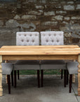 Narrow Hickory Farmhouse Dining Table with Turned Legs