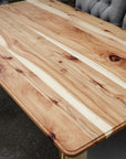 Narrow Hickory Farmhouse Dining Table with Turned Legs