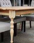 Narrow Hickory Farmhouse Dining Table with Turned Legs